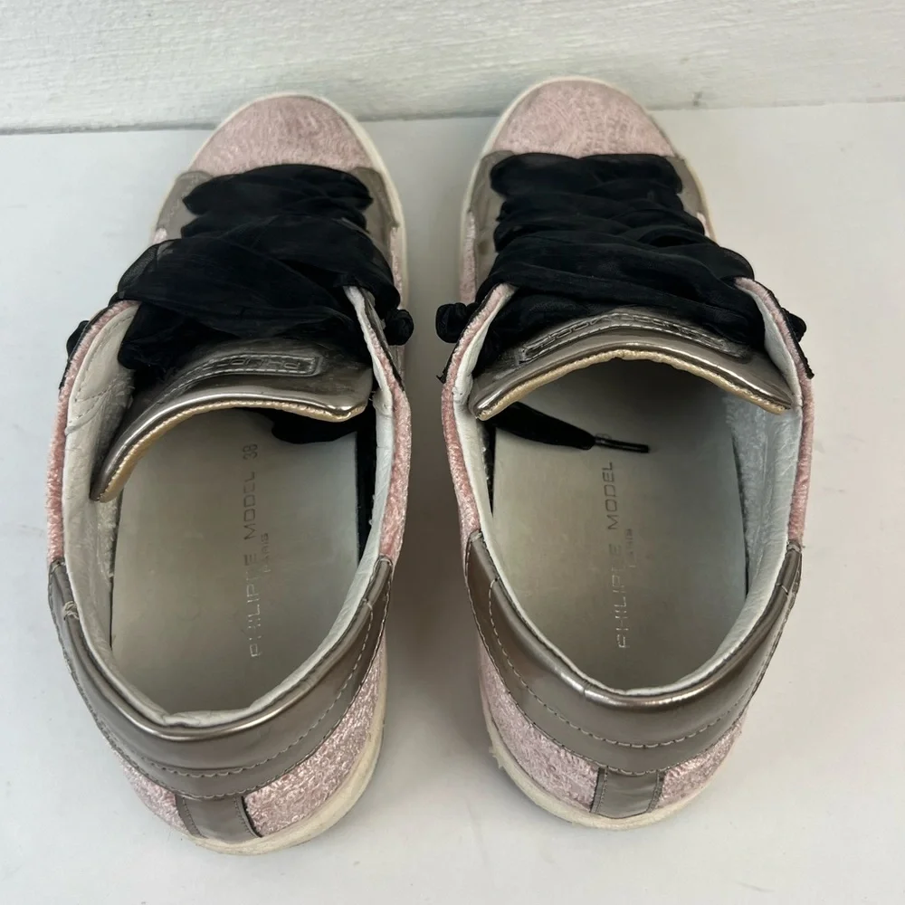 Philippe Model Blush Pink Metallic Accent Sneakers